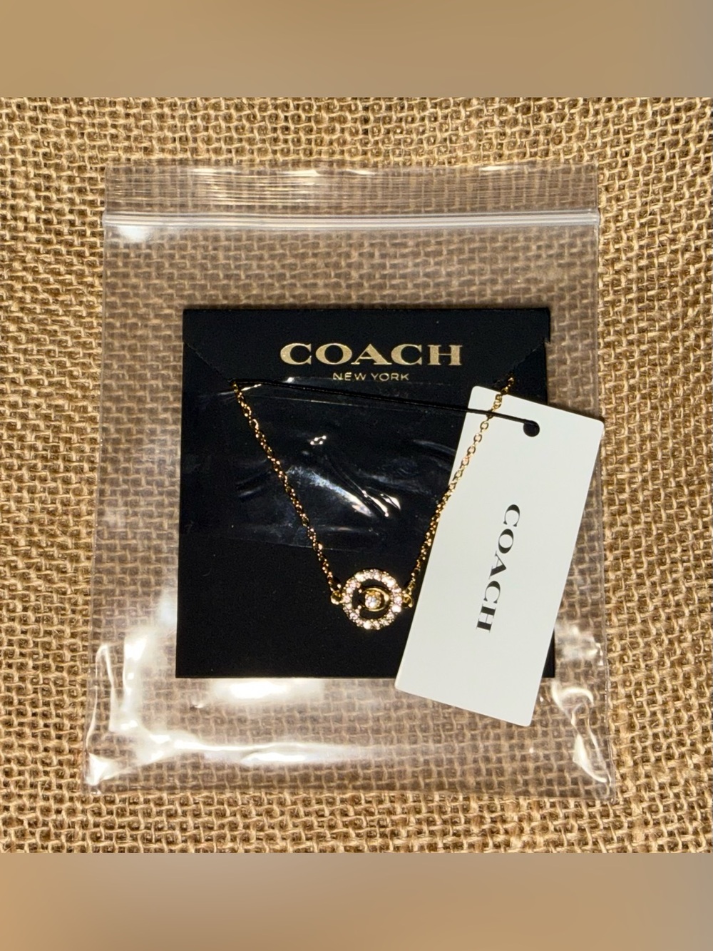 NEW COACH Gold Crystal Circle Charm Bracelet.